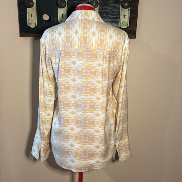 Simons Icone Yellow and Purple Geometric Patterned Button-Up Shirt Size XS - Picture 11 of 15